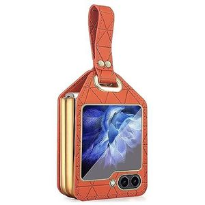 BZN for Samsung Galaxy Z Flip5 Rocky Series Polsband Houder PC Telefoon Case(Roze)(Geel)(Wit) etc (Color : Orange)