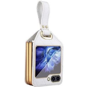BZN for Samsung Galaxy Z Flip5 Rocky Series Polsband Houder PC Telefoon Case(Roze)(Geel)(Wit) etc (Color : White)