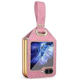 BZN for Samsung Galaxy Z Flip5 Rocky Series Polsband Houder PC Telefoon Case(Roze)(Geel)(Wit) etc (Color : Pink)