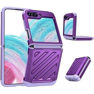 BZN for Samsung Galaxy Z Flip5 2 in 1 Kleur Contrast TPU Hybride PC Telefoon Case(Zwart)(Zilver)(Groen) etc (Color : Purple)