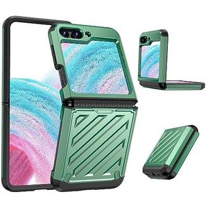 BZN for Samsung Galaxy Z Flip5 2 in 1 Kleur Contrast TPU Hybride PC Telefoon Case(Zwart)(Zilver)(Groen) etc (Color : Green)