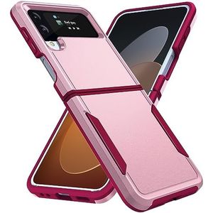 BZN for Samsung Galaxy Z Flip4 Pioneer Armor Heavy Duty PC + TPU telefoonhoes (paars zwart) (groen) (groen roze) enz. (Color : Pink)