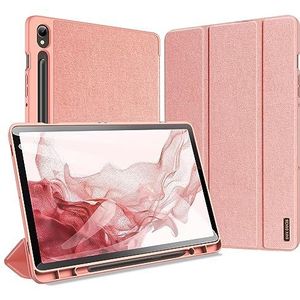 BZN for Samsung Galaxy Tab S9 Domo-serie stoffen textuur magnetische lederen tablethoes (zwart) (blauw) (roze) (Color : Pink)