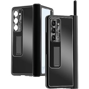 BZN for Samsung Galaxy Z Fold5 Aluminium Dubbel Scharnier Schokbestendig Telefoon Beschermhoes (Zilver) (Zwart) (Goud) enz. (Color : Black)