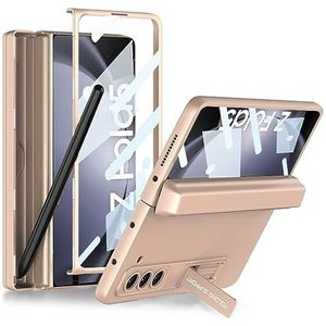 BZN for Samsung Galaxy Z Fold5 Magnetische Volledige Dekking Telefoon Flip Case met Pen Box (Grijs) (Wijnrood) (Groen) enz. (Color : Gold)