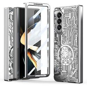 BZN for Samsung Galaxy Z Fold5 Mechanische Legend Geïntegreerde galvaniseren All-inclusive telefoonhoes (groen) (rosé goud) (zilver) enz. (Color : Silver)