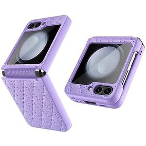 BZN for Samsung Galaxy Z Flip5 Diamond Lattice Scharnier Telefoonhoesje (Zwart) (Groen) (Roze) (Paars) (Color : Purple)