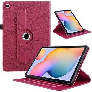 KAVUUN for Samsung Galaxy Tab A7 Lite T220 Tree Life Reliëf Rotatie Lederen Tablet Case (Paars) (Rose Goud) (Rood) enz. (Color : Red)