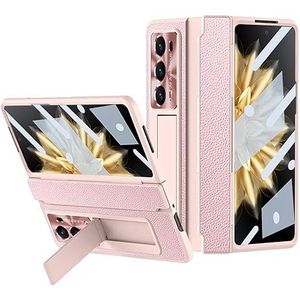 KAVUUN For Honor Magic V2 Shield Series Geïntegreerde opvouwbare telefoonhoes (roségoud) (lichtblauw) (roze) enz. (Color : Pink)