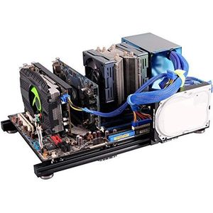 143 computerkast, open frame ontwerp aluminium ATX computer pc-behuizing overkloktestplatform voor doe-het-zelf, goed voor warmteafvoer, lichtgewicht (zwart)