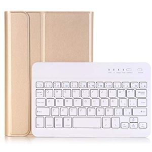 ZAORUN Tablet PC Toetsenbord A05B Bluetooth 3.0 Ultradun ABS Afneembaar Bluetooth Toetsenbord Lederen Case Compatibel voor iPad mini 5/4 / 3/2, met houder (zwart) (Kleur: goud)