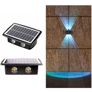 4LED Solar Wandlamp Buiten Waterdicht Op en neer Tweekoppige Spotlights (Kleur Licht)