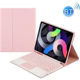 Round Cap Bluetooth Keyboard Leather Case with Pen Slot & Touchpad for Samsung Galaxy Tab S6 Lite / S7 / A7 10.4 2020(Pink+Pink Keyboard)