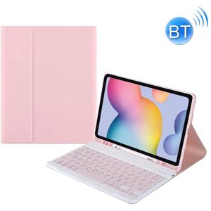 A7 Square Cap Bluetooth Keyboard Leather Case with Pen Slot for Samsung Galaxy Tab S6 Lite / S7 / A7 10.4 2020(Pink)