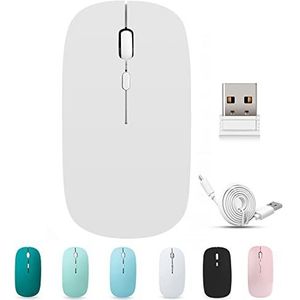 BlueBose Draadloze Bluetooth Oplaadbare Muis, 3-speed DPI-aanpassing, Silent Click, compatibel met elke laptop/iPad/Mac/PC, Nano USB draadloze ontvanger