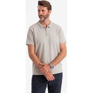 Poloshirt - Licht Grijs - 100% Katoen - Korte Mouw met Rits