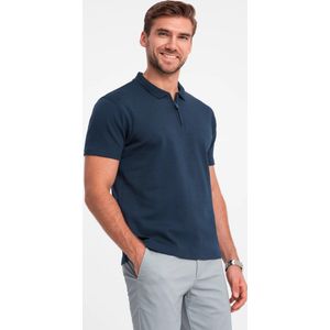 Italian Style - Poloshirt - Navy Blauw - Korte Mouw Met Rits