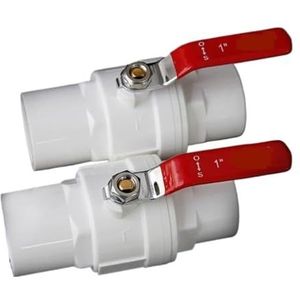 PVC PE Snelle Verbinding, 20-75 mm binnendiameter waterafsluiting stroomregelaar klepschakelaar, PVC-kogelkraan met rode antislip stalen handgreep (kleur: 63 mm) (Color : 75mm, Size : Inner diameter