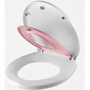 Toiletbril soft close toiletbril Universele toiletbril zindelijkheidstraining stoel langzaam sluitende toiletbrillen for volwassenen en kinderen, met gripvaste bumpers en snelsluitingen/roze/O-typ