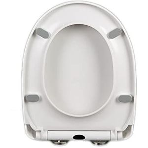 Toiletbril soft close toiletbril Kleine U-vormige toiletbril, zacht sluitend for compact D-vormig toilet, zwaar uitgevoerd, wit 34 * 42,5 cm, 02E