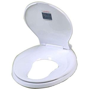 Universele toiletbril Universele V-vorm volwassen kind met verstelbaar scharnier snelsluiting toiletdeksel met kleine zitting, wit (wit 470 * 360 mm)
