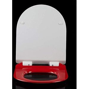 Soft Close Toiletzitting, Anti-Bacterial Toilet Seat Urea-Formaldehyde Toilet Lid Slow Down Thickening U-Shaped Cover Toilet Plate Toilet Seat Cover,Red (Color : Rosso)