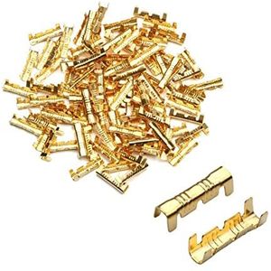 Elektrische draad Crimp Terminal Connector, 20/50/100/200Pcs Line Pressing Button Quick Connect U-type Terminal Wiring 0.5 To 1.5 Square Wire Connectors (Color : Gold, Pins : 50PCS) (Color : Gold, S