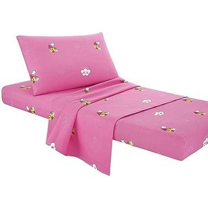 FABE Beddengoedset voor baby, katoen, design hoeslaken, 60 x 125 cm, laken 122 x 152 cm, kussensloop 60 x 46 cm, kleur roze
