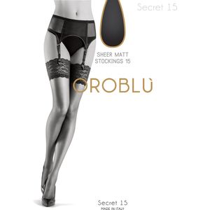Sheer matte Jarretel kousen 15 denier Oroblu secret maat S zwart