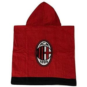 AC Milan Poncho voor kinderen, van badstof, 100% katoen, officieel product, 50 x 100 cm