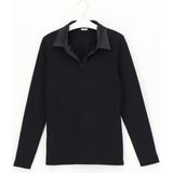 Oroblu Perfect Line Cotton Ondershirt met Polokraag Zwart