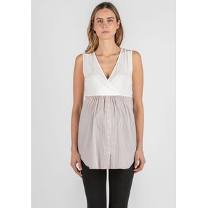 Zwangerschaps- en Voedingstop Melissa wit met gestreepte onderkant