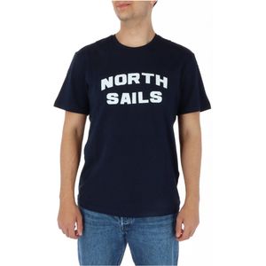 North Sails - T-shirt - Blauw - Katoen - Korte Mouwen - Ronde Hals