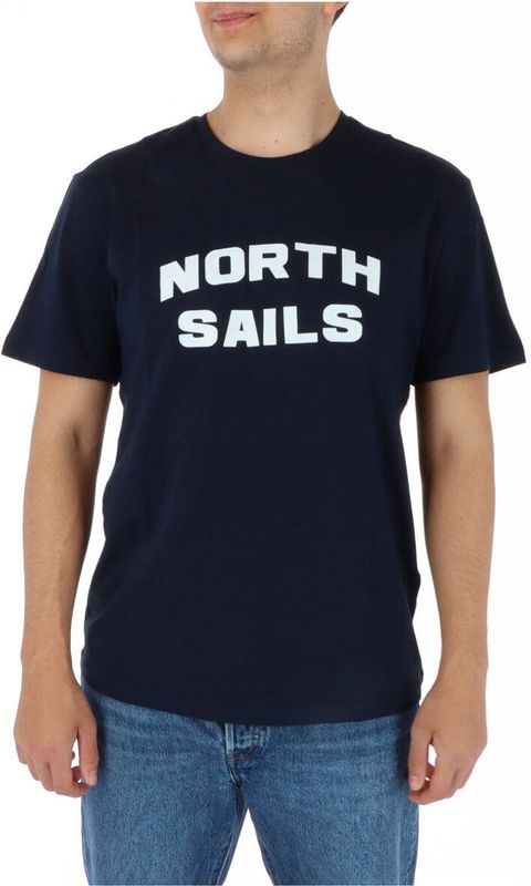 North Sails - T-shirt - Blauw - Katoen - Korte Mouwen - Ronde Hals