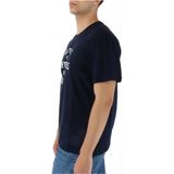 North Sails - T-shirt - Blauw - Katoen - Korte Mouwen met Geribbelde Halslijn