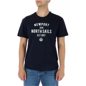North Sails - T-shirt - Blauw - Katoen - Korte Mouwen