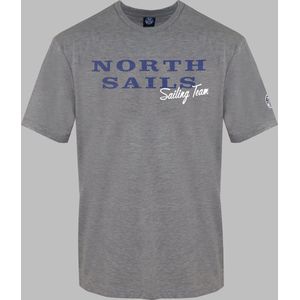 North Sails - T-shirt - Grijs - Katoen - Heren - Korte Mouwen met Merkprint