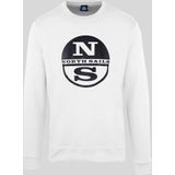 North Sails - Sweatshirt - Wit - Geribbelde Ronde Hals
