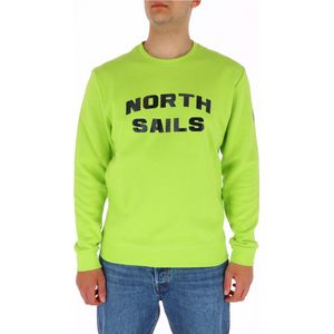 North Sails - Geribbelde Ronde Hals Sweater - Groen - Heren