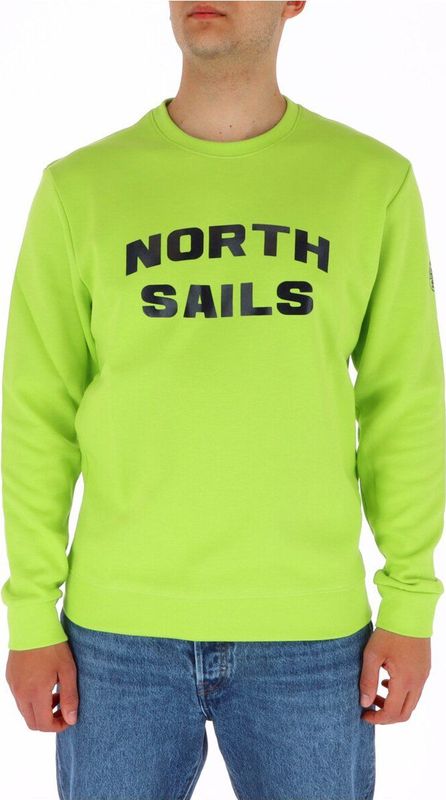 North Sails - Geribbelde Ronde Hals Sweater - Groen - Heren