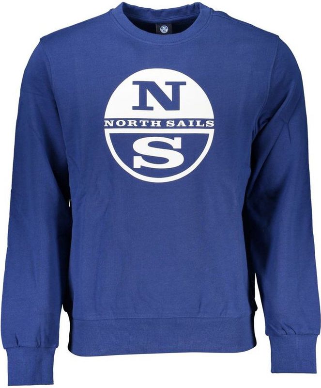 North Sails - Cotton Sweater - Blauw - Heren - Ronde Hals - Lange Mouwen