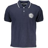 Classic Fit - Poloshirt - Blauw - Korte Mouwen - 2 Knopen - Stijlvolle Print