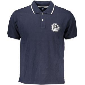 Classic Fit - Poloshirt - Blauw - Korte Mouwen - 2 Knopen - Stijlvolle Print