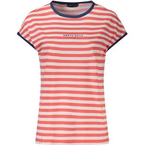 T-shirt - Rood - Gestreept - Korte Mouwen - Crew Neck - Vrouwen