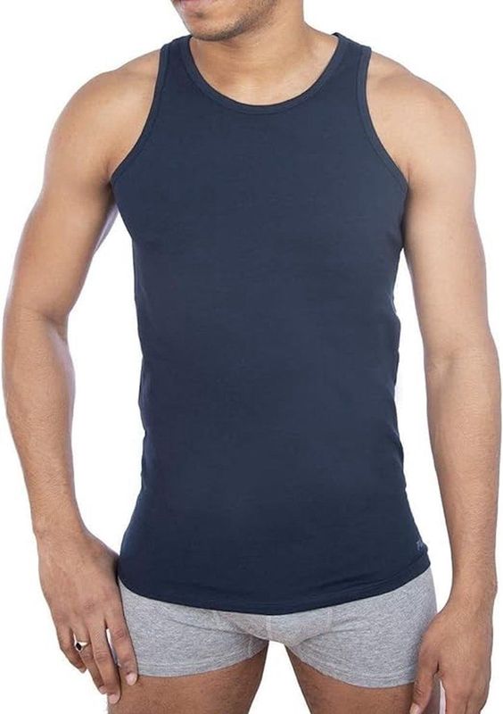 Fila - Heren Tanktop - Marine - Ademend - Katoen en Elastaan