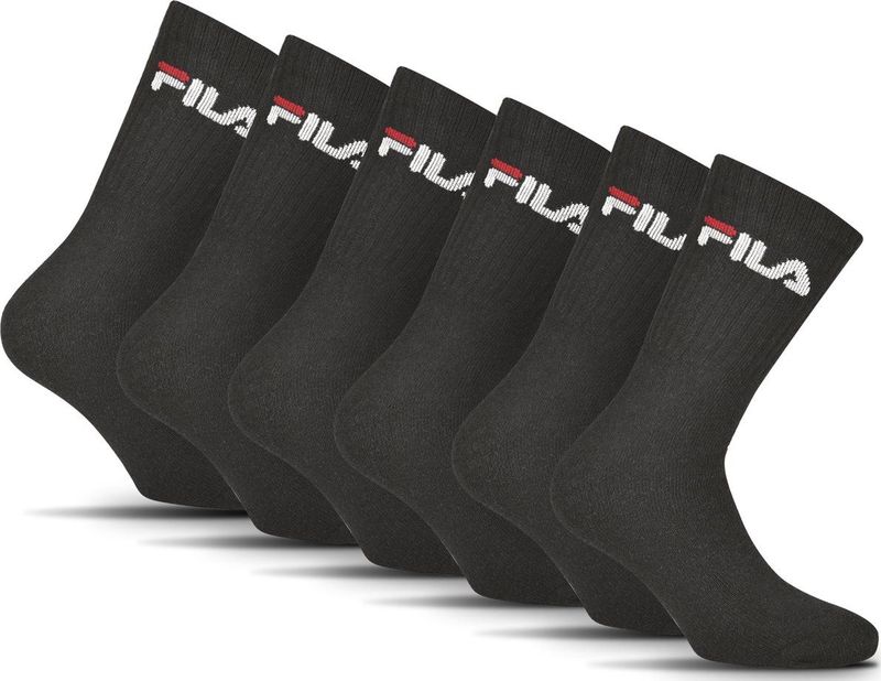 Fila - Crew Tennis Full Terry Socks - Zwart - Set van 6 paar