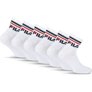 FILA - Logoband Enkelsokken - Wit - 6 Pack