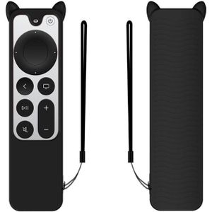 Cat Ears Shape Silicone Protective Case Cover For Apple TV 4K 4th Siri Remote Controller(Black)