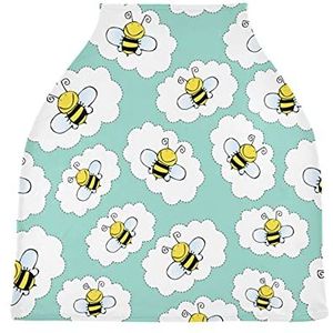 Honeybee Lichtgroen Stretchy Baby Auto Stoelhoes, Canopy Nursing Covers, Zachte Ademend Winddicht Sjaal Changepad voor Winter Baby Borstvoeding Jongens