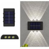 6LED NiMH Solar Wandlamp Outdoor Waterdicht Op en neer Tweekoppige Spotlights (Wit Licht)